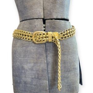Vintage Leather Woven Chain Link Belt